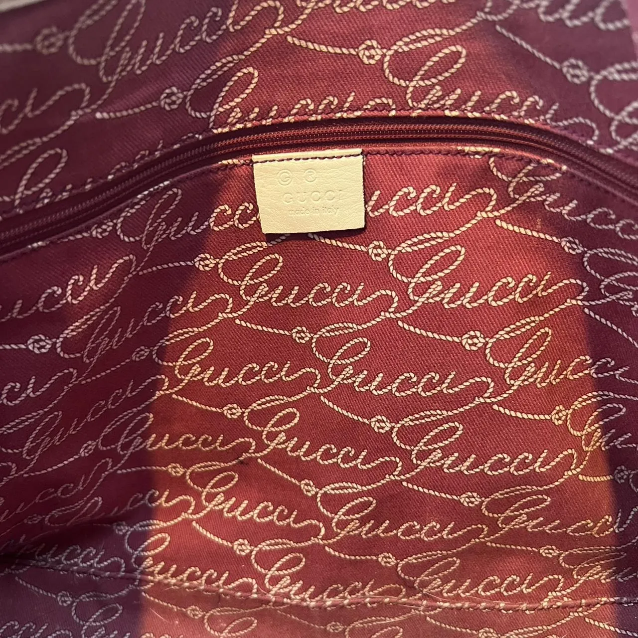 Rare Gucci Red Web Pink Nylon Canvas Tote Bag, photo 6 of 8