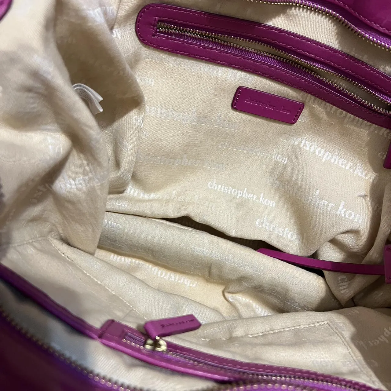 Christopher Kon Leather Grid Detailed Canvas Tote Bag, photo 4 of 5