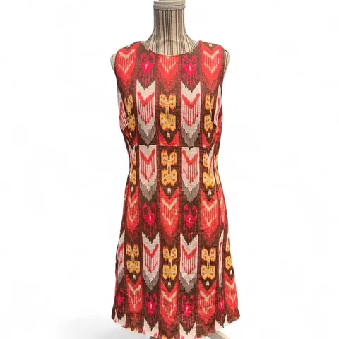 Tory Burch Geometric Multicolor Shealth Shimmer Linen Dress