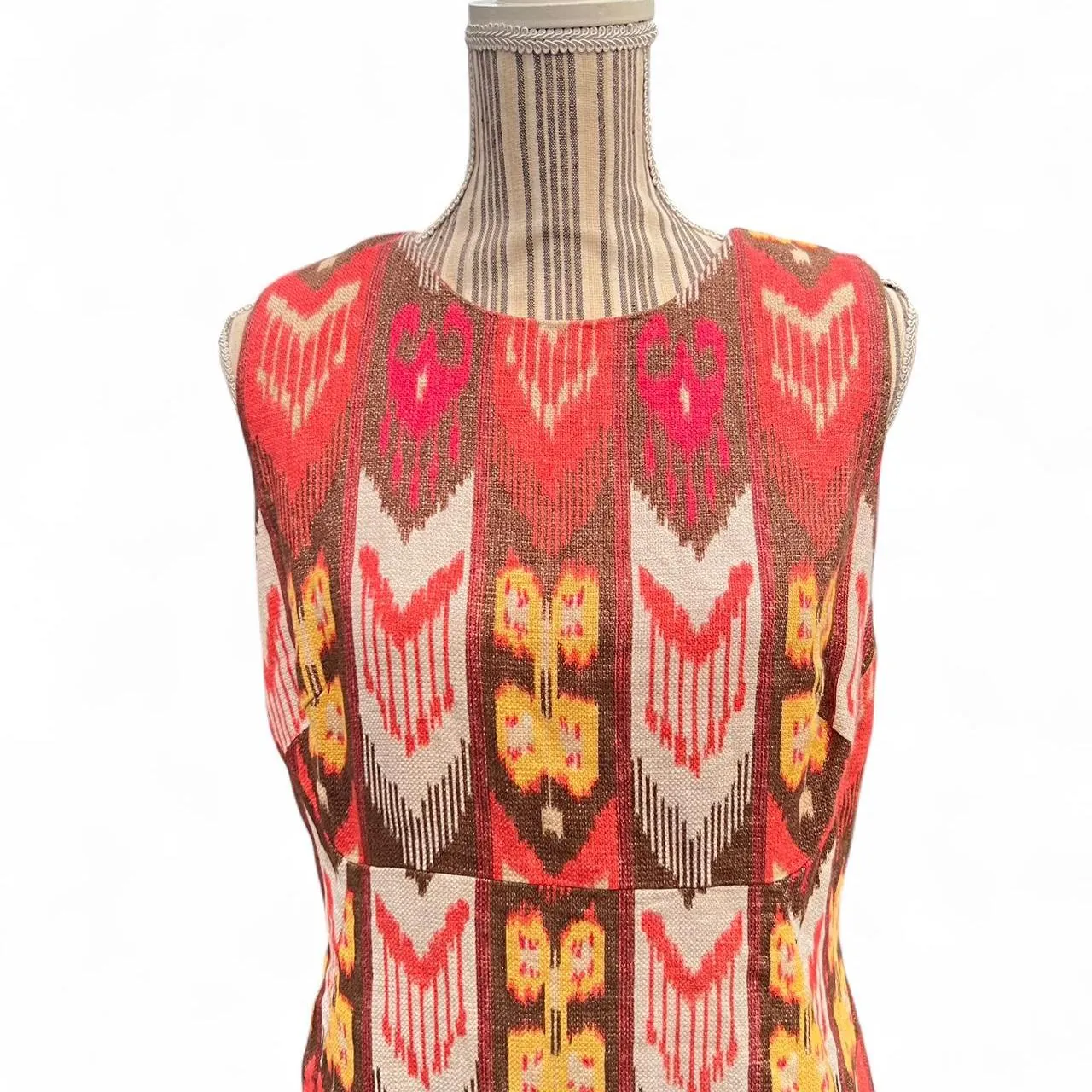 Tory Burch Geometric Multicolor Shealth Shimmer Linen Dress, photo 2 of 6