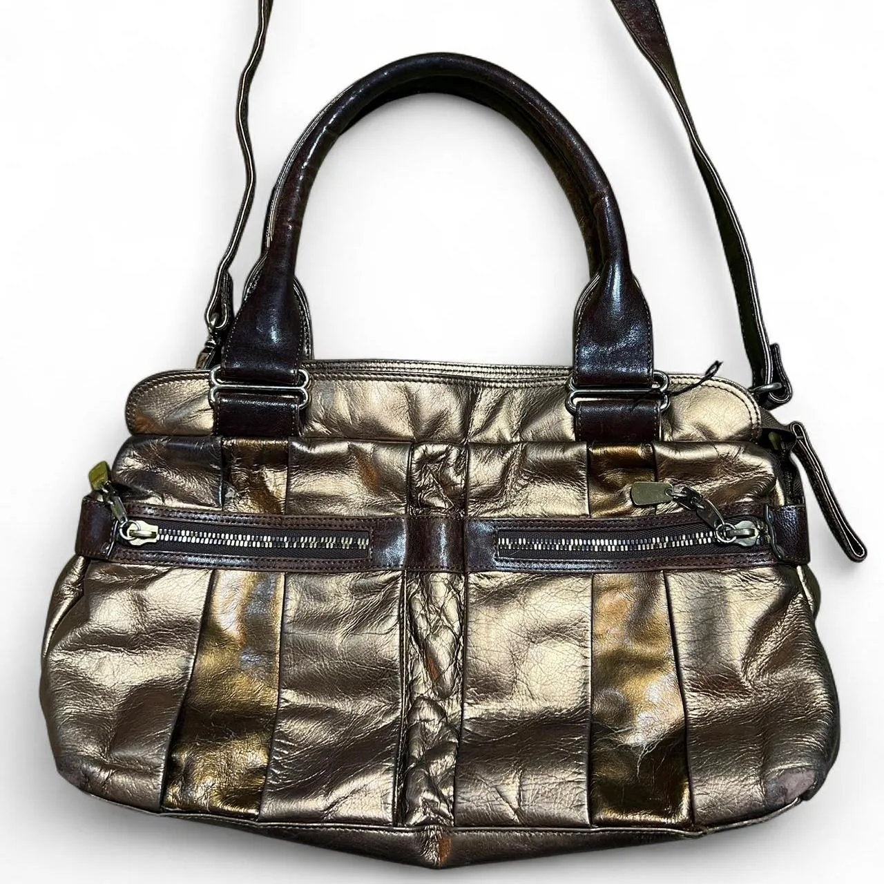 Vintage Chloé Bronze Leather Two Way Metallic Daytripper Shoulder Bag, photo 1 of 5
