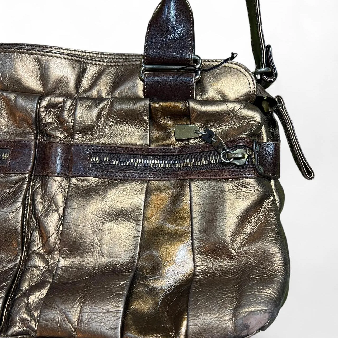 Vintage Chloé Bronze Leather Two Way Metallic Daytripper Shoulder Bag, photo 3 of 5