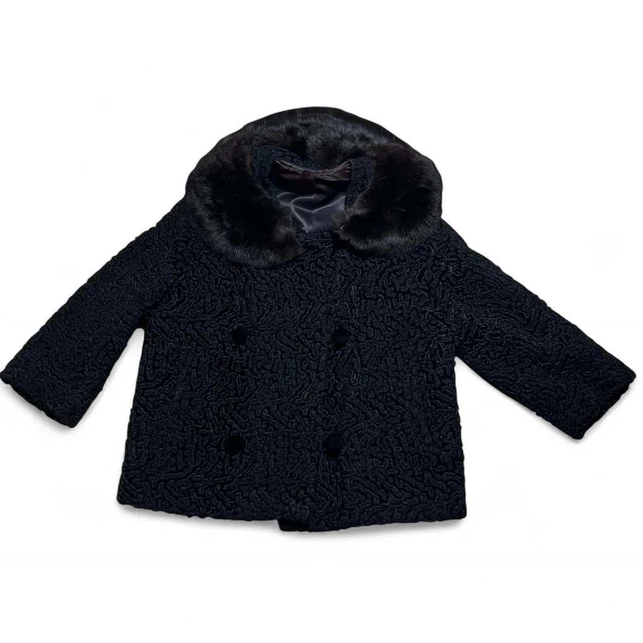 Vintage Fredrick & Nelson Black Lamb Wool and Mink Coat Jacket, photo 2 of 6