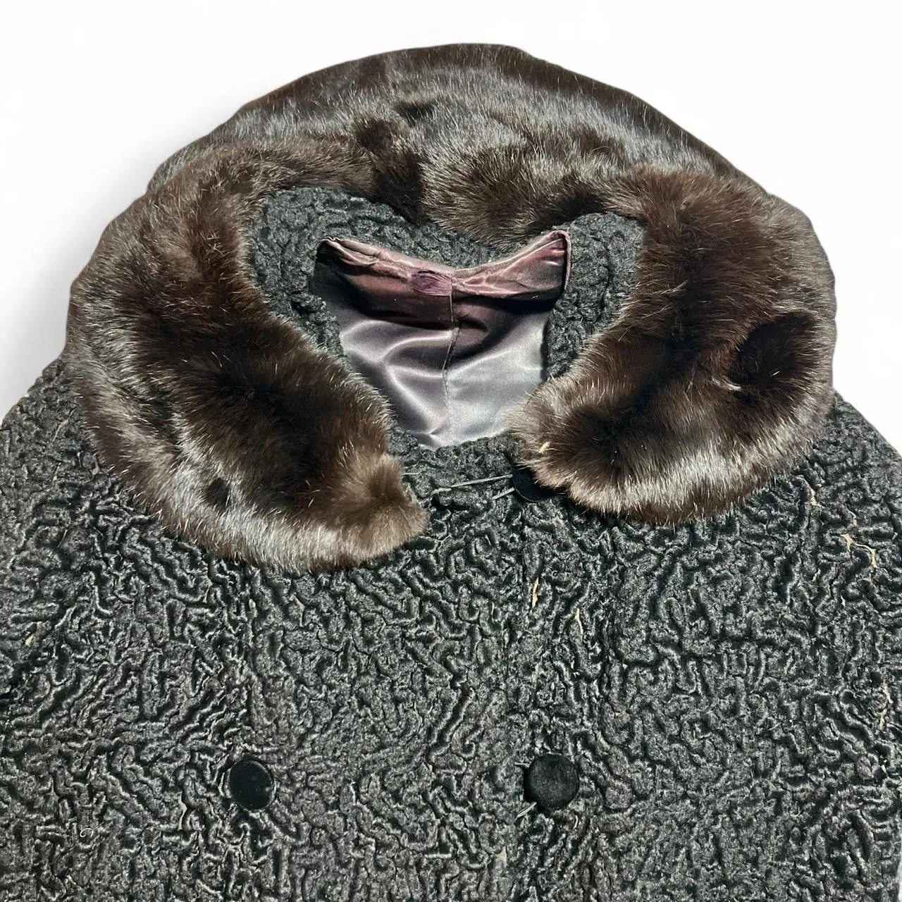 Vintage Fredrick & Nelson Black Lamb Wool and Mink Coat Jacket, photo 4 of 6
