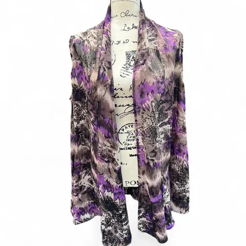Vintage Purple Print Mesh Open Cardigan