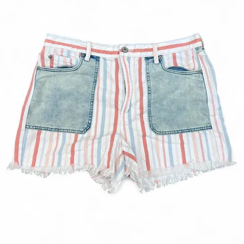 American Eagle Striped Denim Mom Shorts