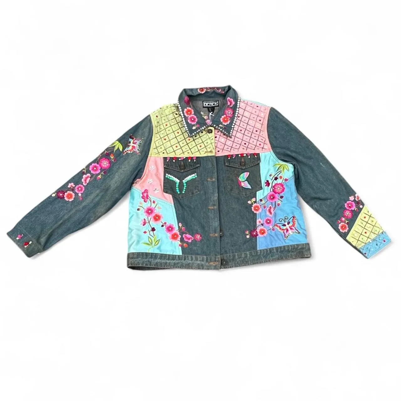 Vintage Berek Takako Sakon Embellished Butterfly Jean Jacket, photo 2 of 6