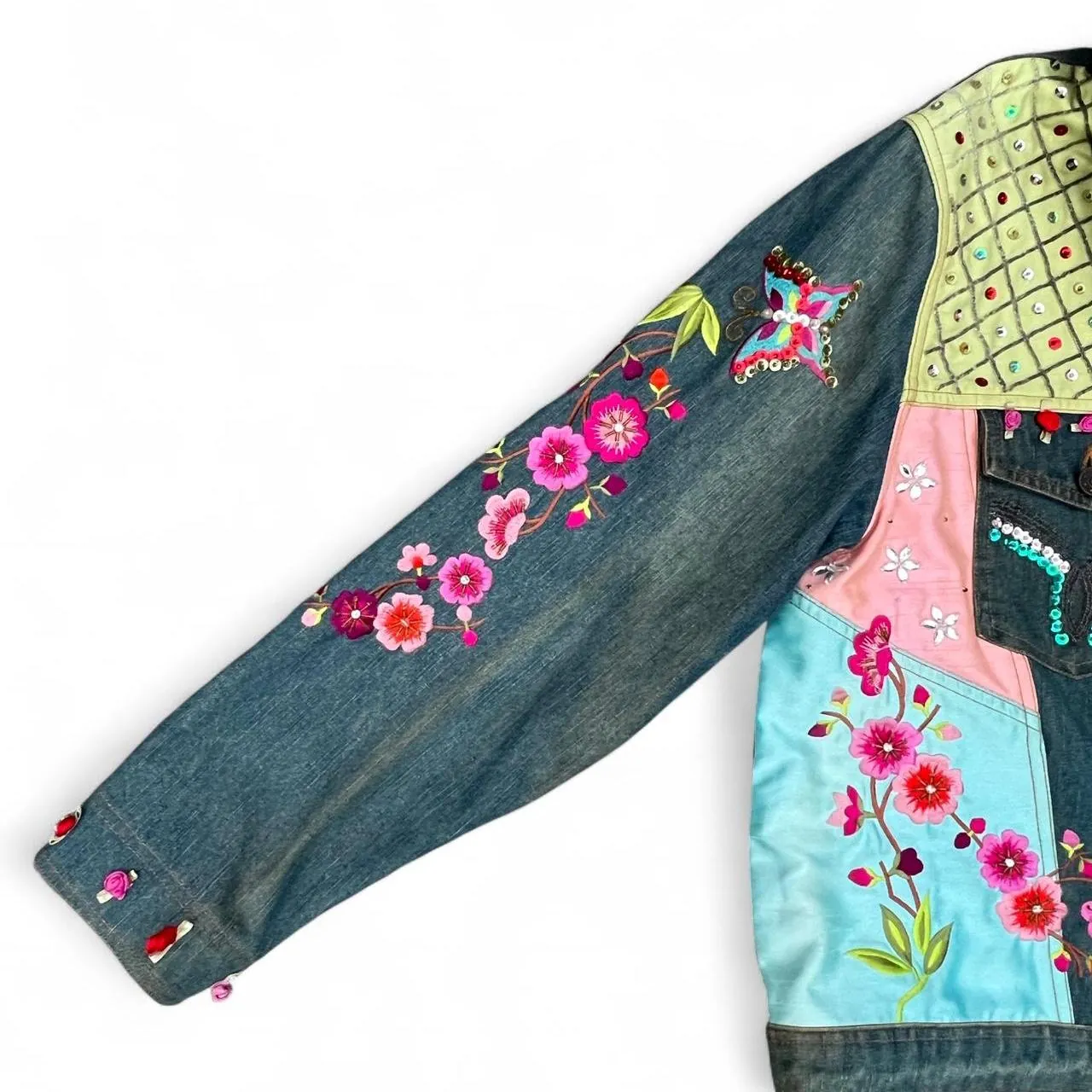 Vintage Berek Takako Sakon Embellished Butterfly Jean Jacket, photo 3 of 6