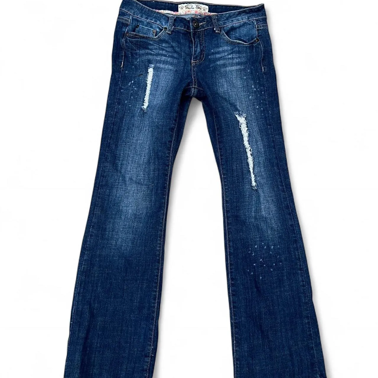 Vintage Vanilla Star Distressed Paint Splatter Low Rise Jeans, photo 2 of 6