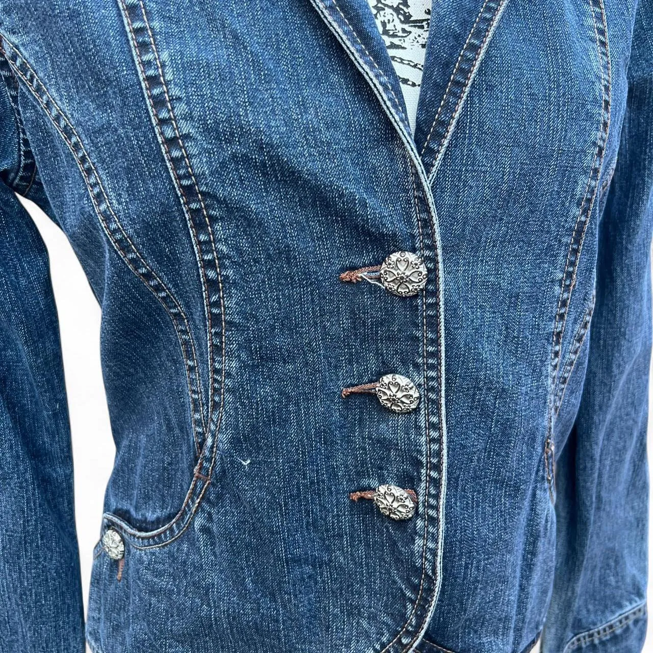 Vintage Y2K French Cuff Hourglass Denim Jacket, photo 2 of 4