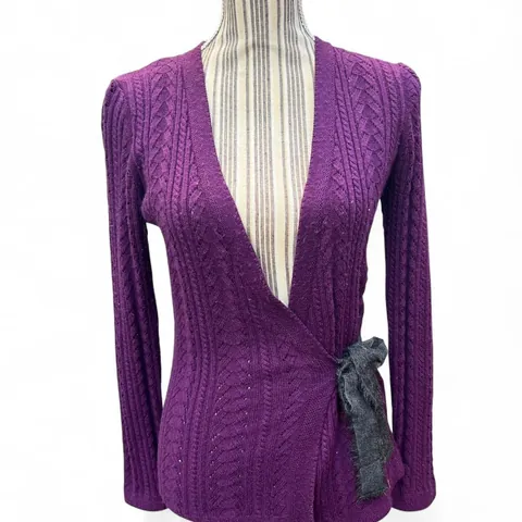 Vintage Caroline Herrera Purple Knit Sweater with Bow