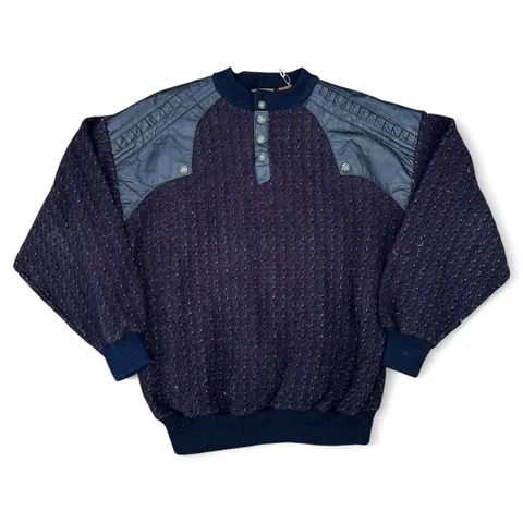 Rare Vintage 80s Cogi Collection Knit Leather Crewneck Sweater