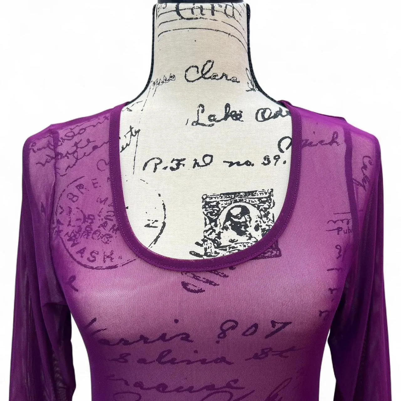Rare Vintage Wet Seal Sheer Mesh Long Sleeve Top, photo 2 of 4