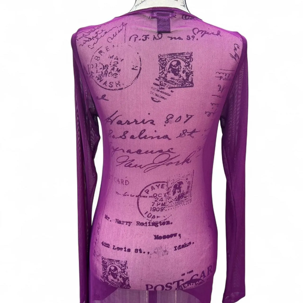 Rare Vintage Wet Seal Sheer Mesh Long Sleeve Top, photo 3 of 4
