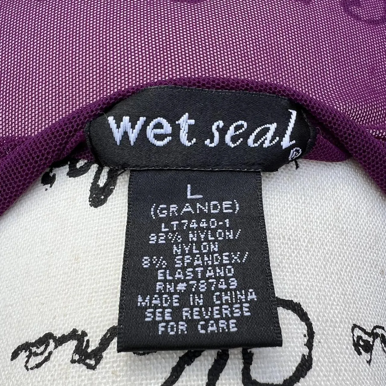 Rare Vintage Wet Seal Sheer Mesh Long Sleeve Top, photo 4 of 4