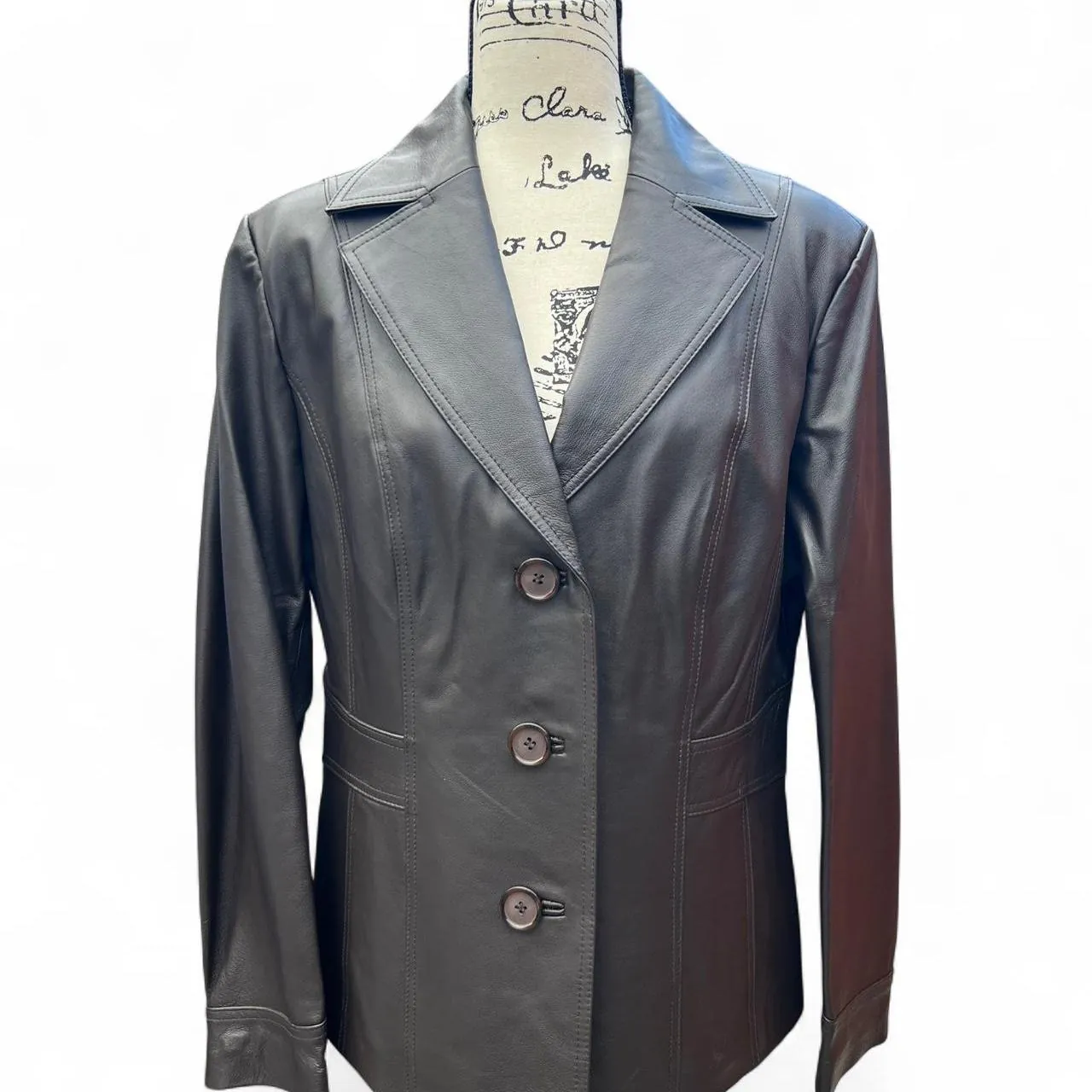 Vintage East 5th Dark Brown Leather Blazer, photo 1 of 5