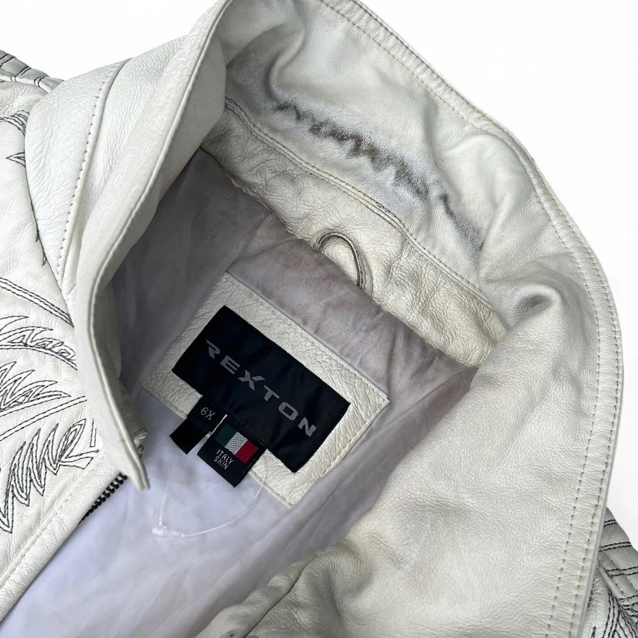 Rare Vintage Scarface Tony Montana White Leather Bomber Jacket, photo 6 of 6