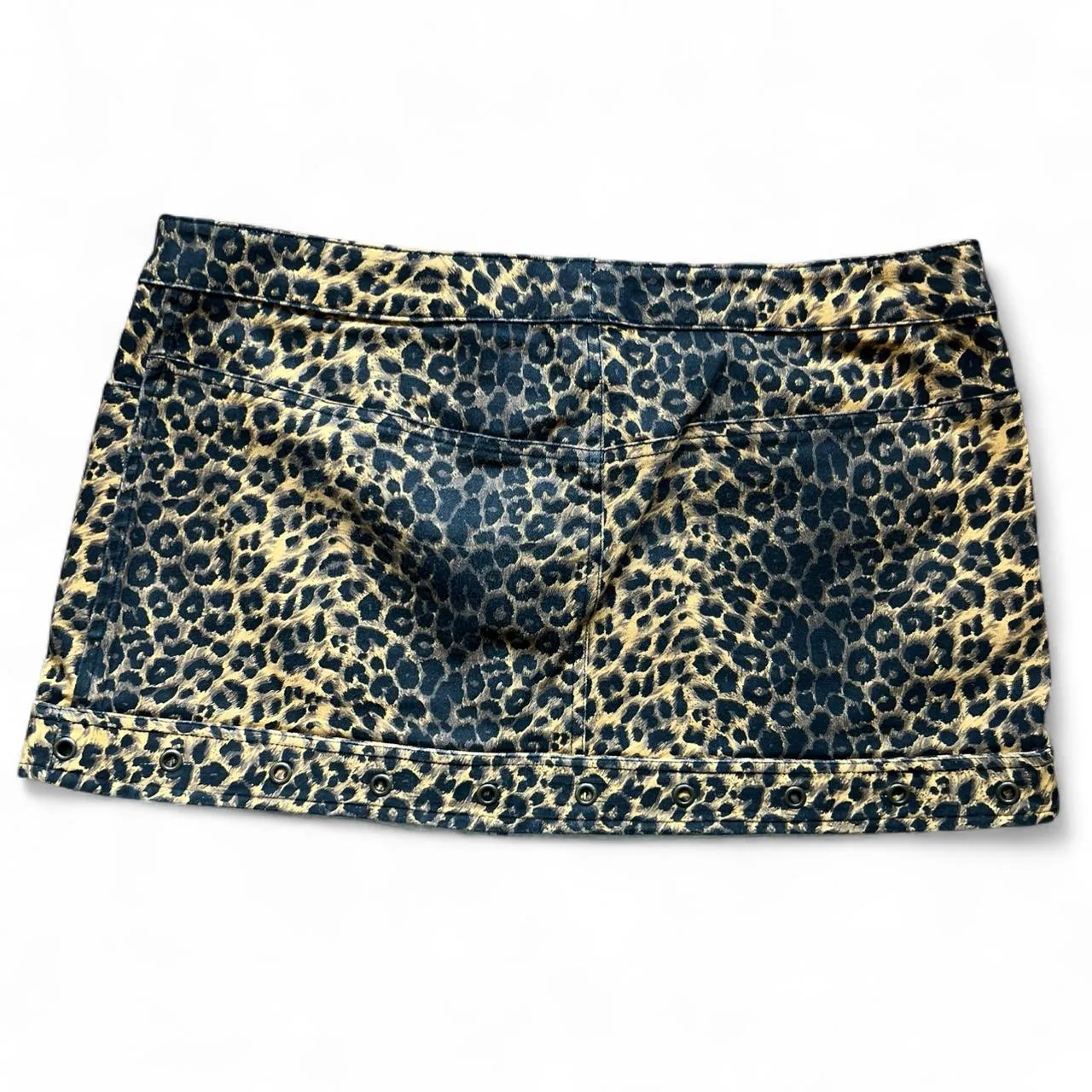 Vintage Frederick's of Hollywood Leopard Print Denim Mini Skirt, photo 2 of 3