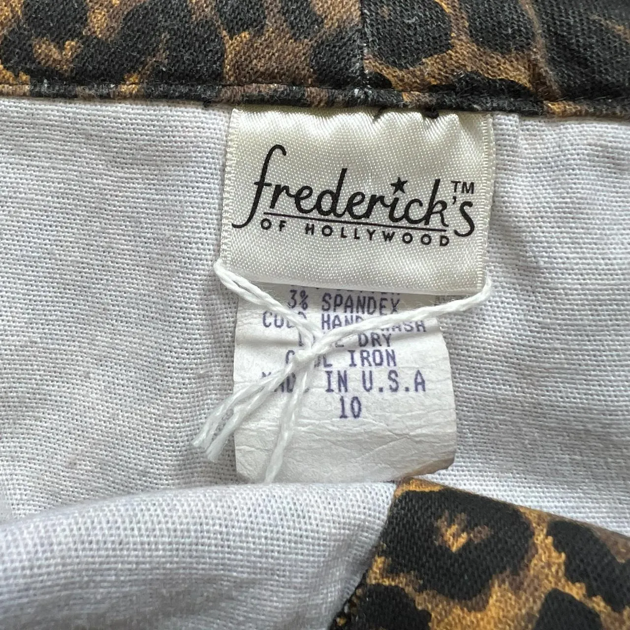 Vintage Frederick's of Hollywood Leopard Print Denim Mini Skirt, photo 3 of 3