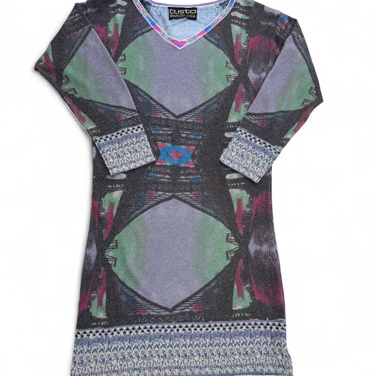 Vintage Custo Barcelona Metallic Print Knit Dress, photo 1 of 4