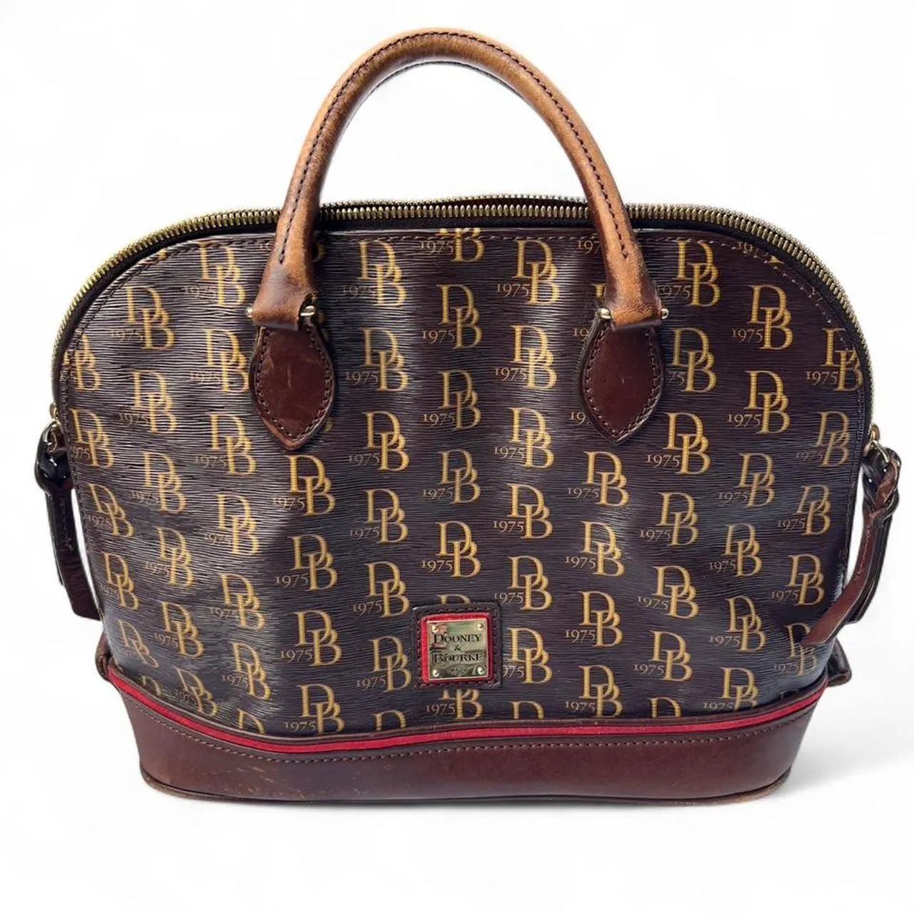 Vintage Dooney & Bourke Signature Monogram Dome Satchel Bag, photo 1 of 5