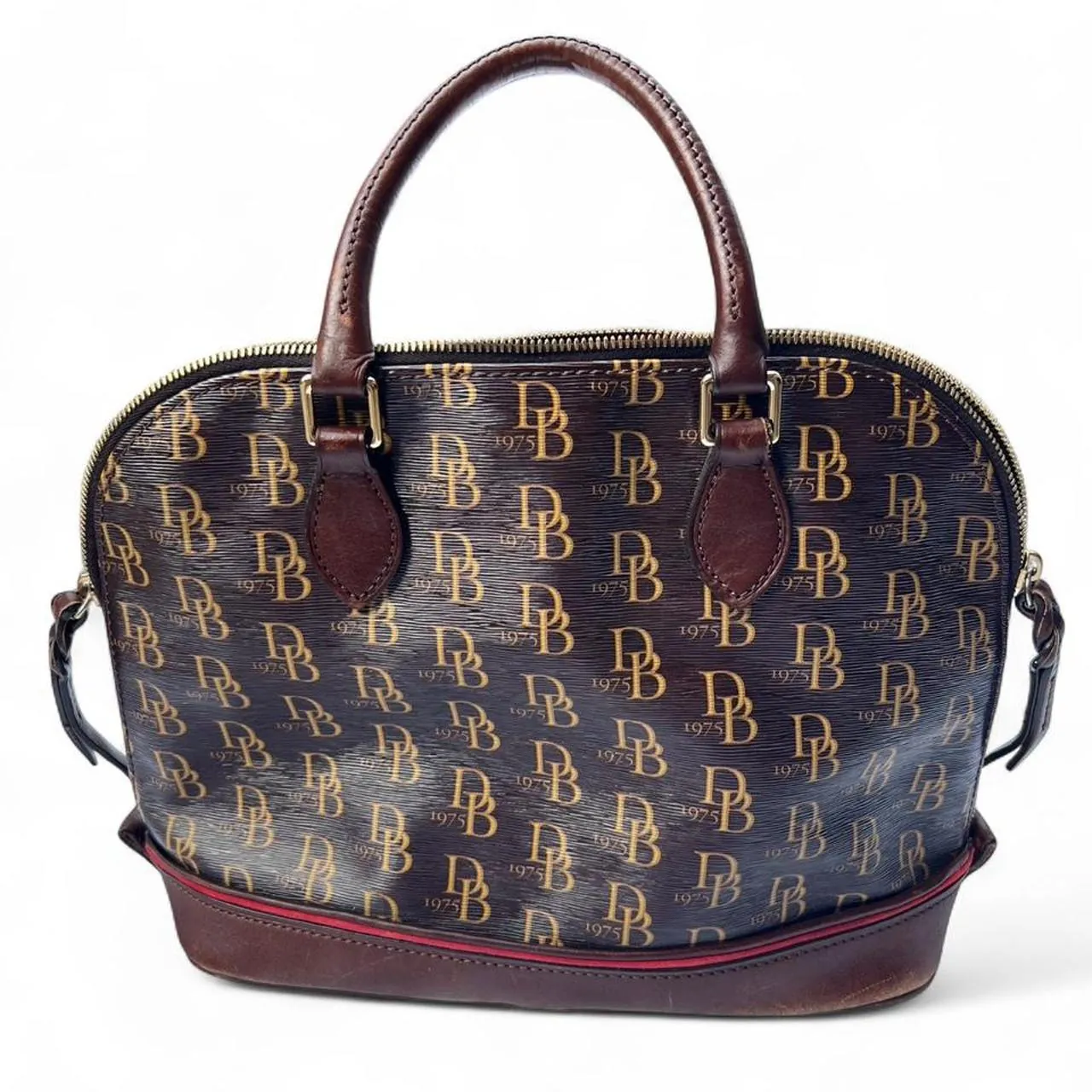 Vintage Dooney & Bourke Signature Monogram Dome Satchel Bag, photo 3 of 5
