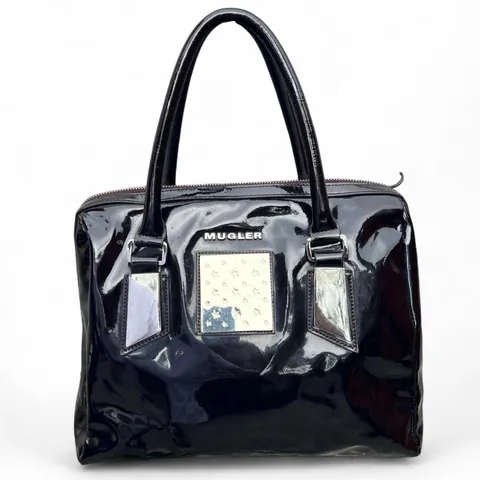 Vintage Mugler Black Patent Leather Handbag