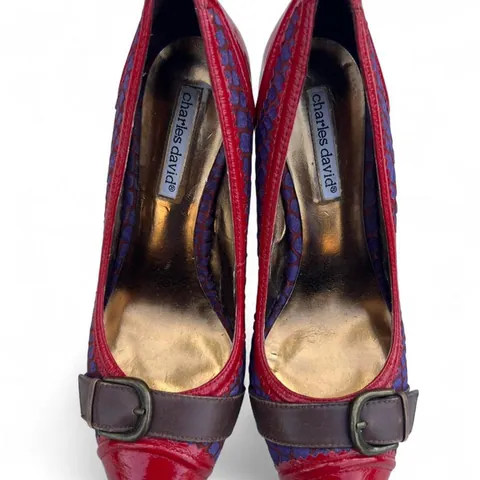 Vintage Charles David Colorful Buckle Heels