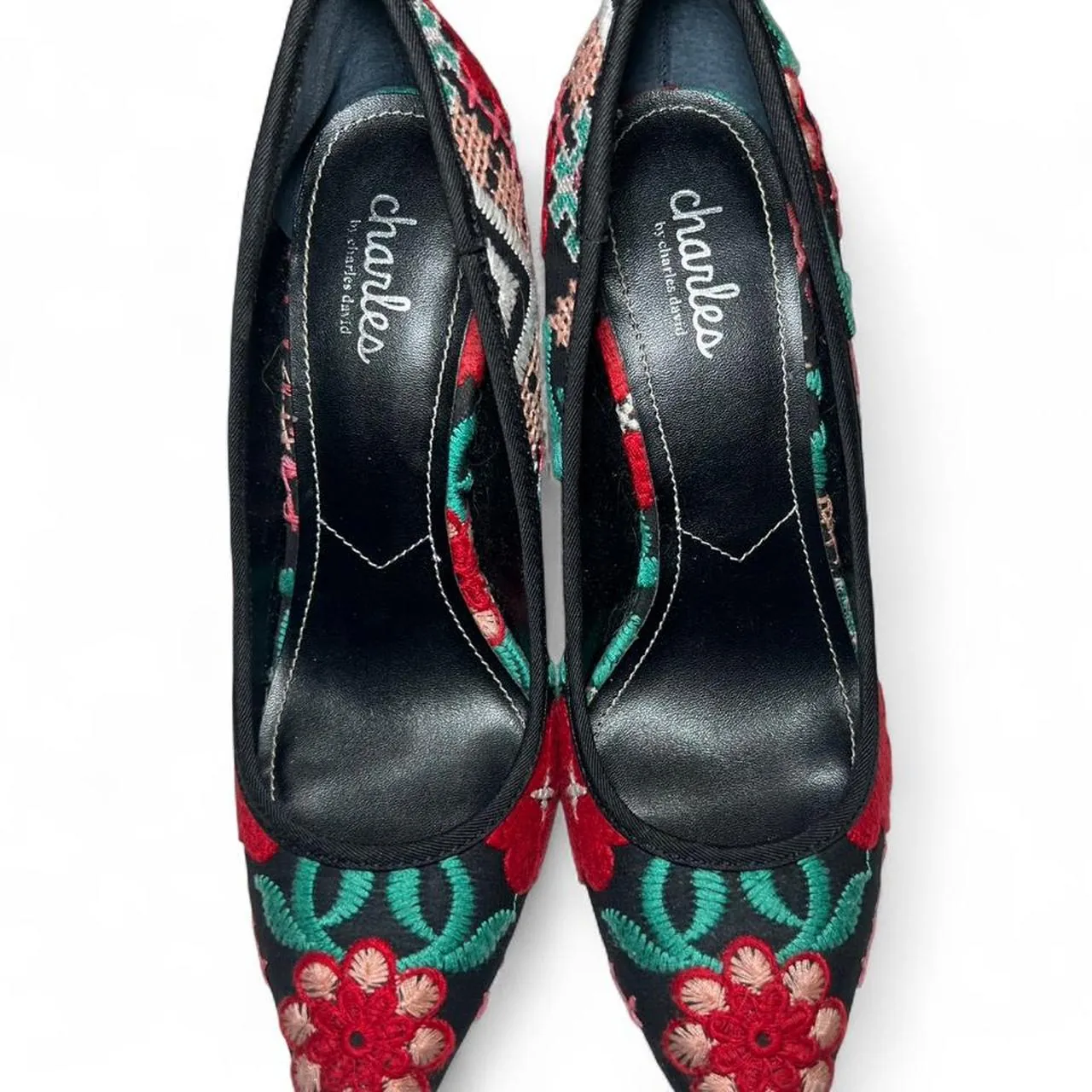 Vintage Charles David Embroidered Heels, photo 2 of 6