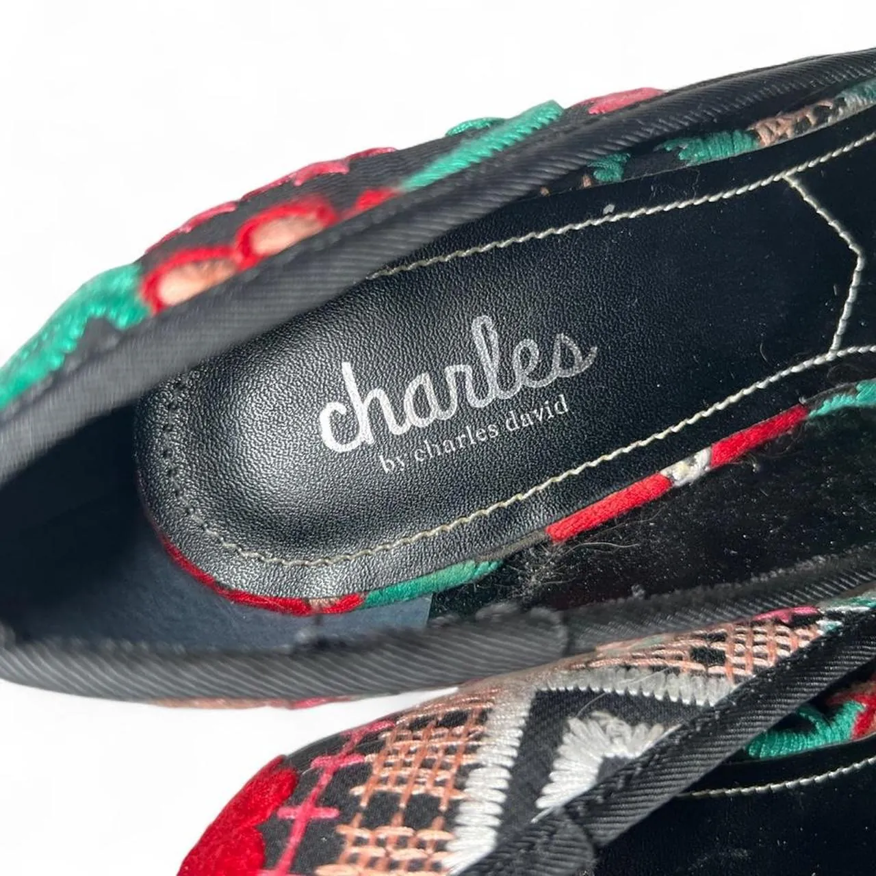 Vintage Charles David Embroidered Heels, photo 3 of 6