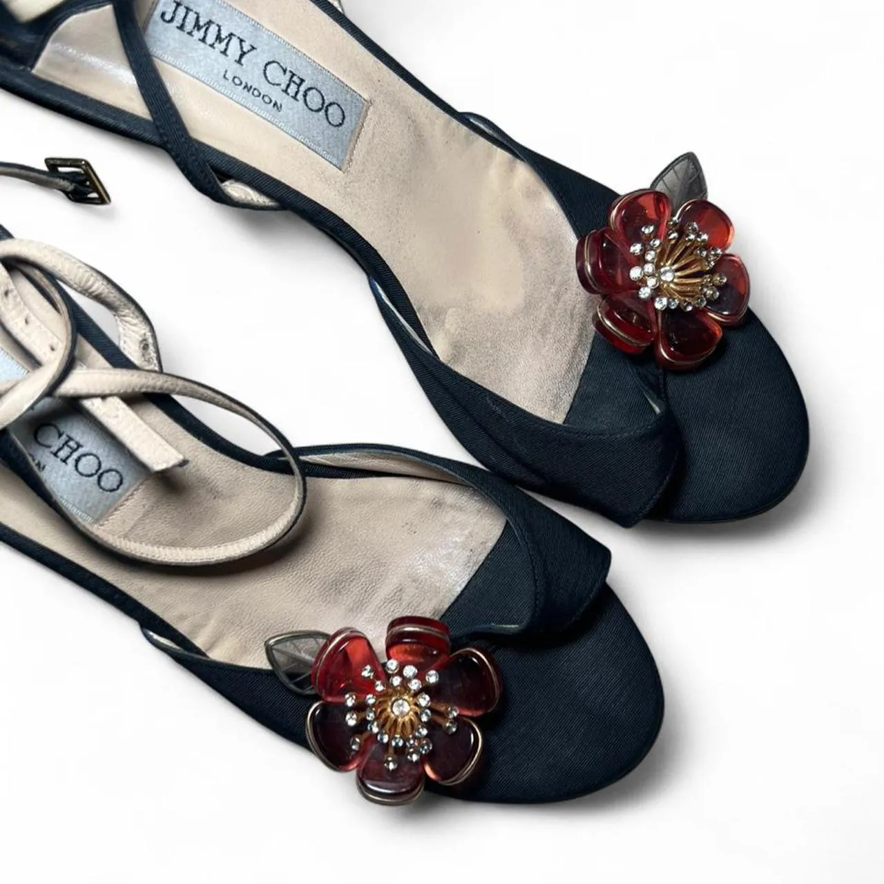 Vintage Jimmy Choo Floral Black Strappy Heels, photo 4 of 7
