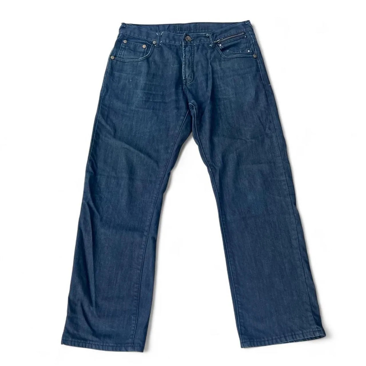 Vintage Reward Dark Wash Retro Denim Jeans with Silver Studs and Zippers, photo 2 of 3