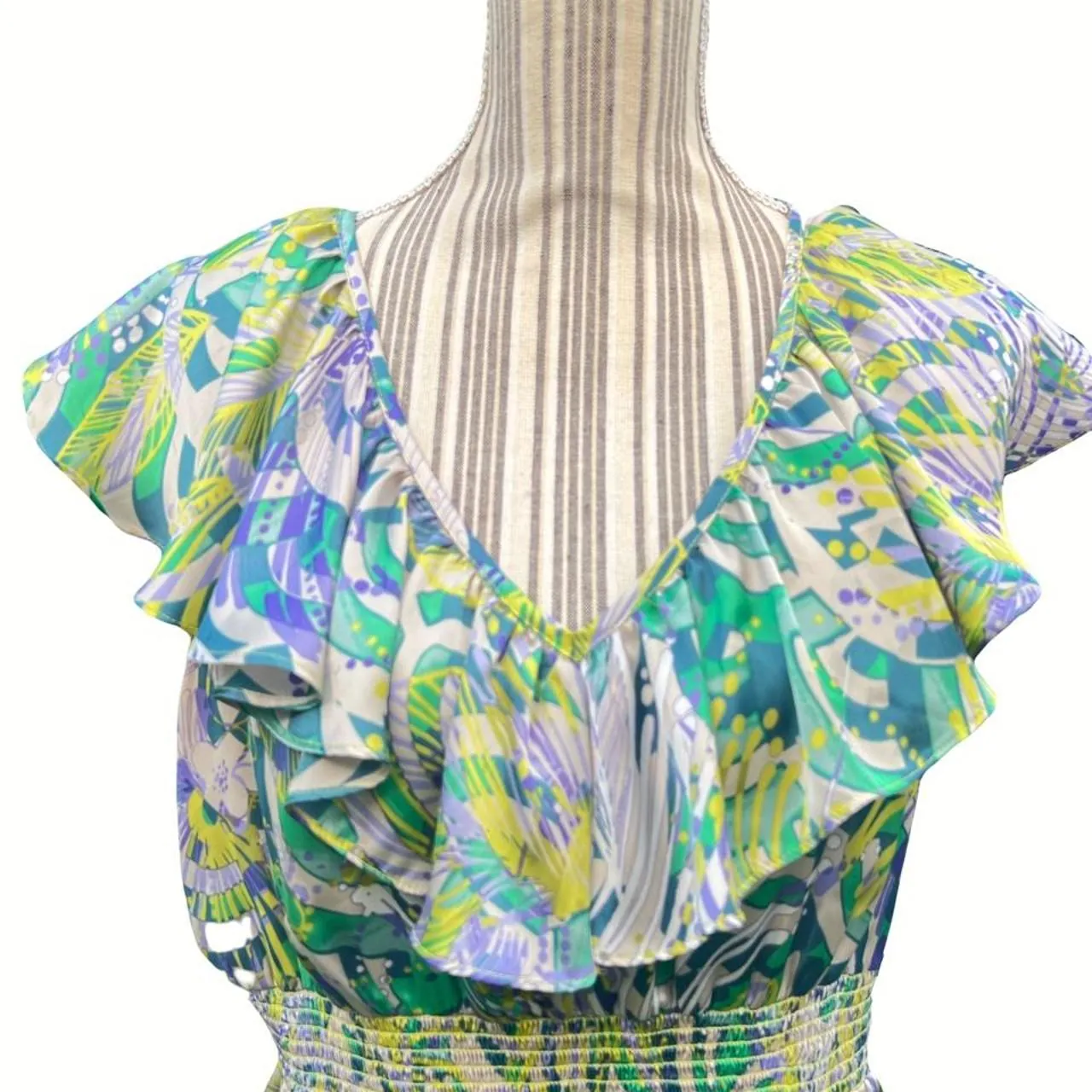 Spense Multicoloured Floral Abstract Blouse with Ruffles, photo 2 of 4