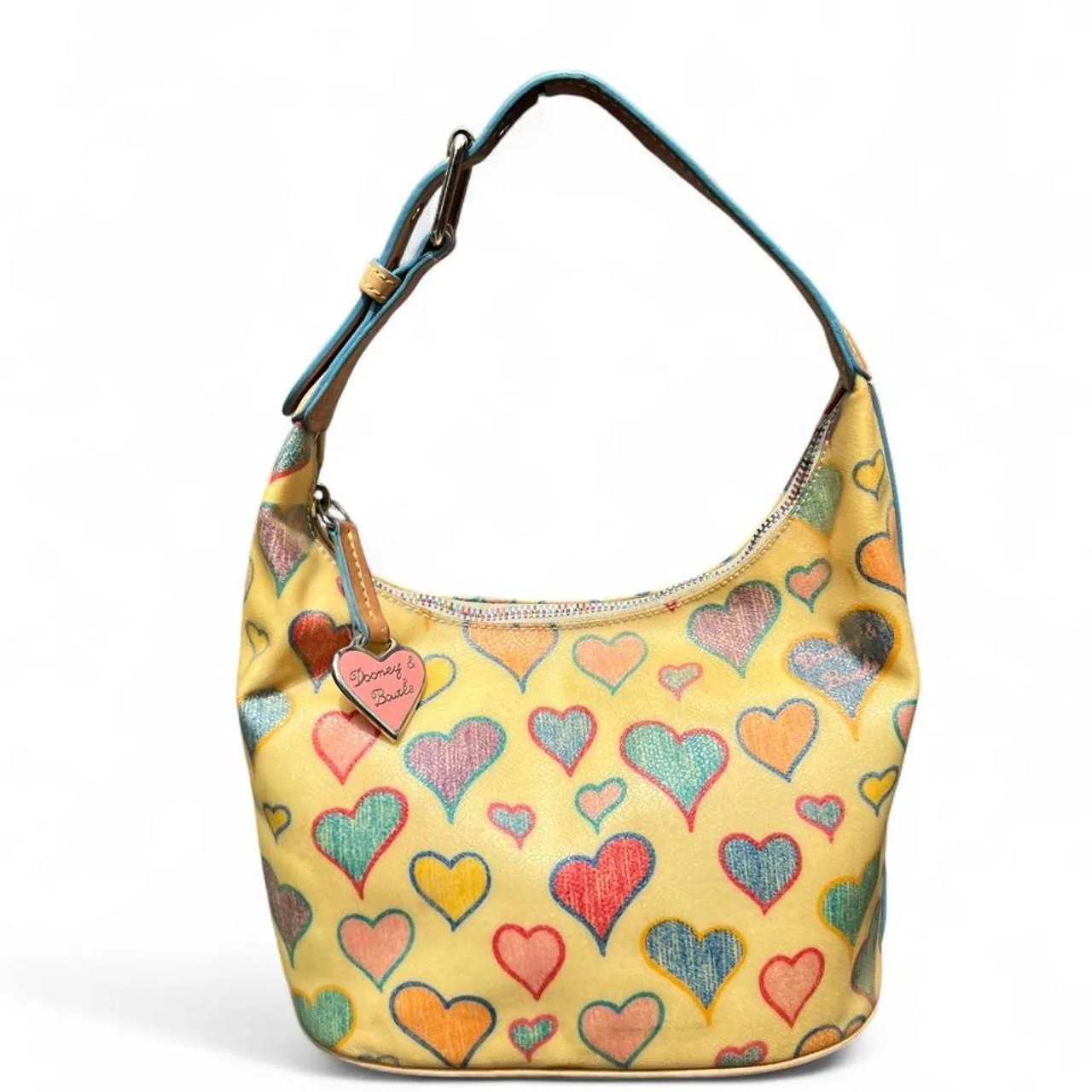 Vintage Dooney & Bourke Y2K Crayon Hearts Hobo Shoulder Bag, photo 1 of 6