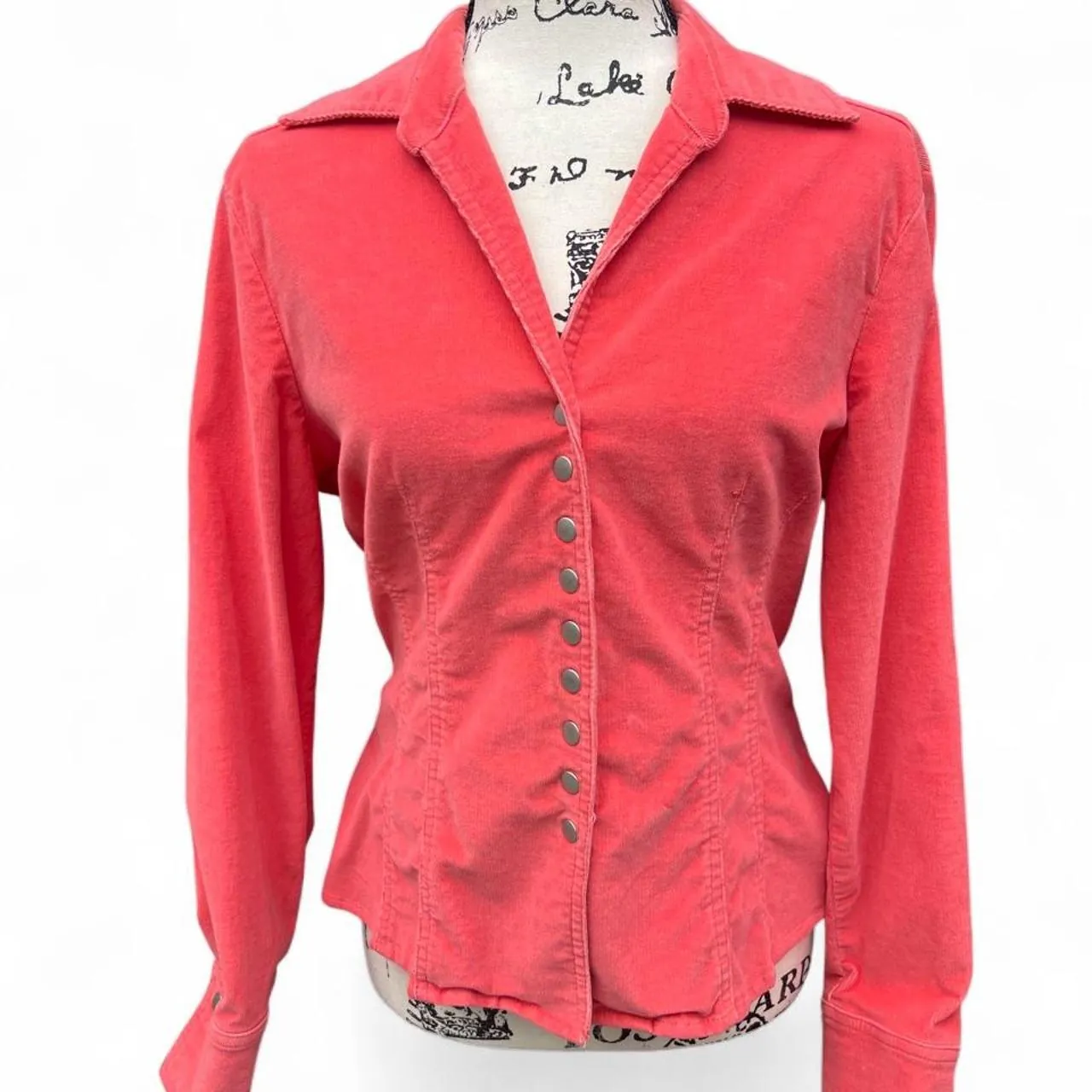 Vintage A.M.I Raspberry Red Corduroy Slim Waist Jacket, photo 2 of 5