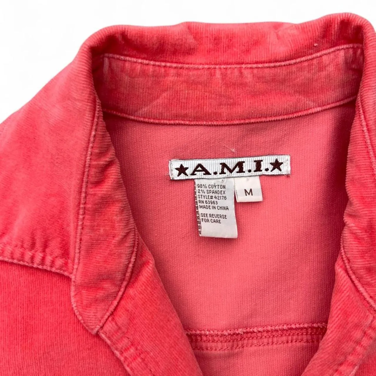 Vintage A.M.I Raspberry Red Corduroy Slim Waist Jacket, photo 4 of 5