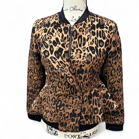 TROUVÉ Leopard Print Peplum Front Blazer Jacket