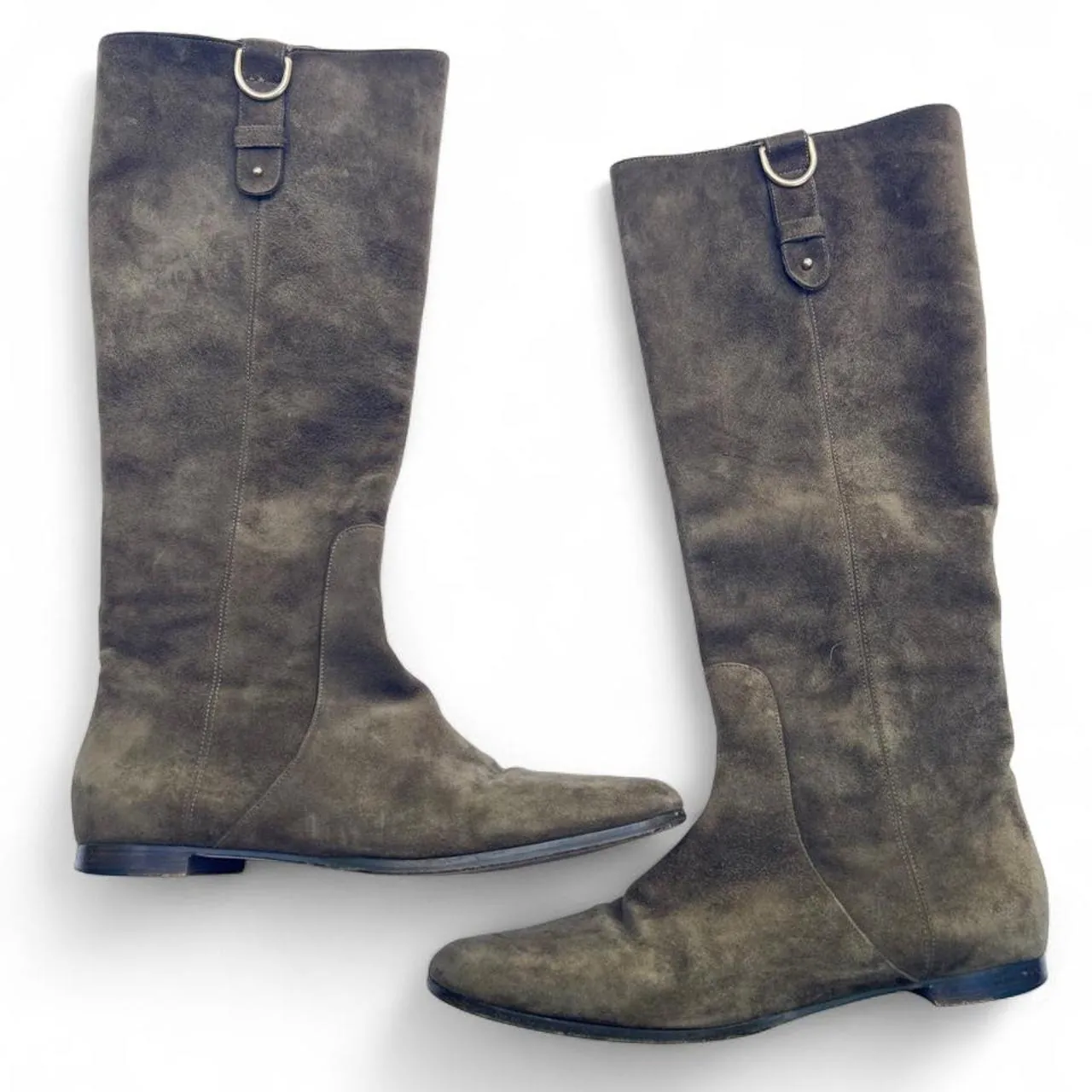Vintage Jimmy Choo Olive Calf/Knee Length Suede Long Boots, photo 1 of 3