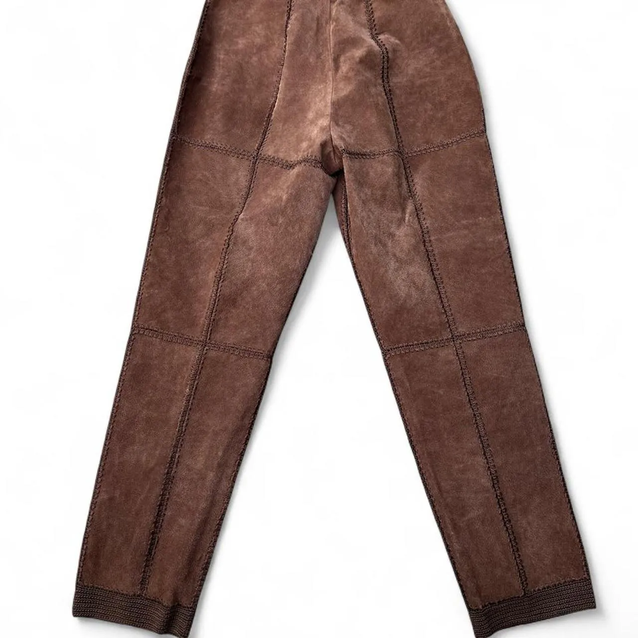 Vintage SMH Brown Embroidered Leather/Suede Pants, photo 3 of 5