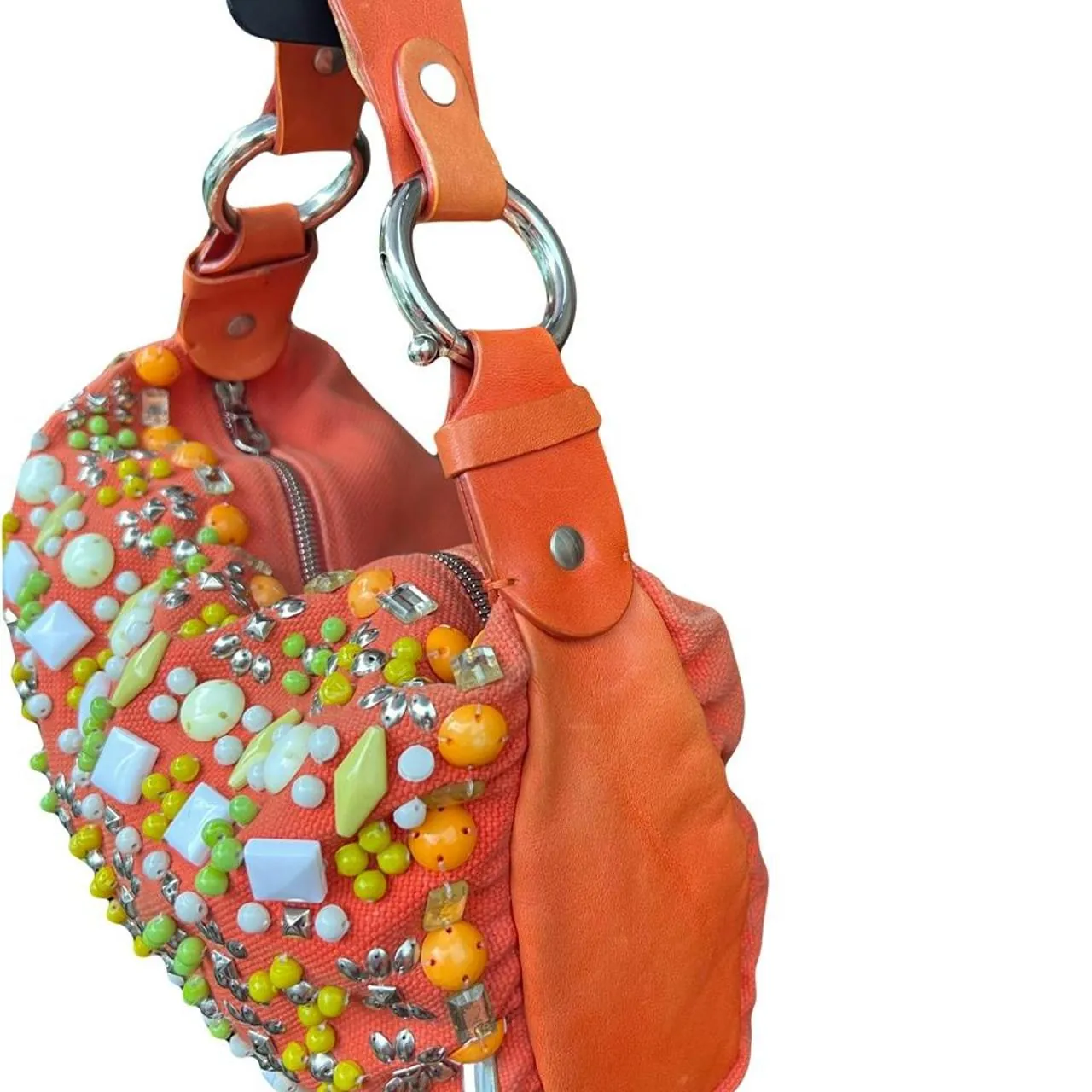 RARE Vintage Chloé by Phoebe Philo Orange Embellished Hobo Bag, photo 4 of 7