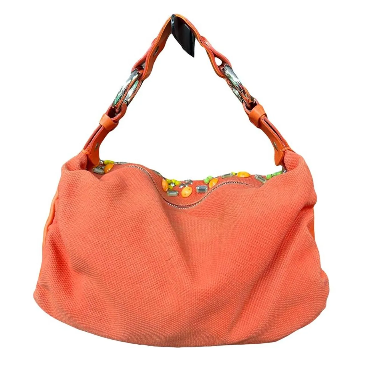 RARE Vintage Chloé by Phoebe Philo Orange Embellished Hobo Bag, photo 5 of 7
