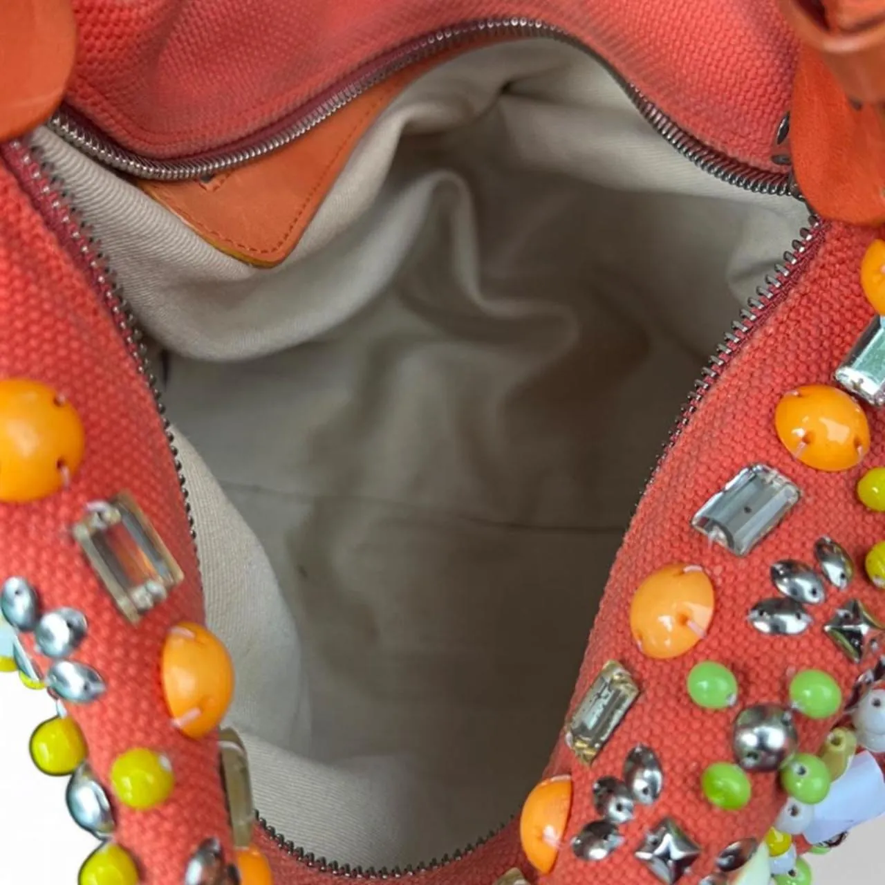 RARE Vintage Chloé by Phoebe Philo Orange Embellished Hobo Bag, photo 6 of 7