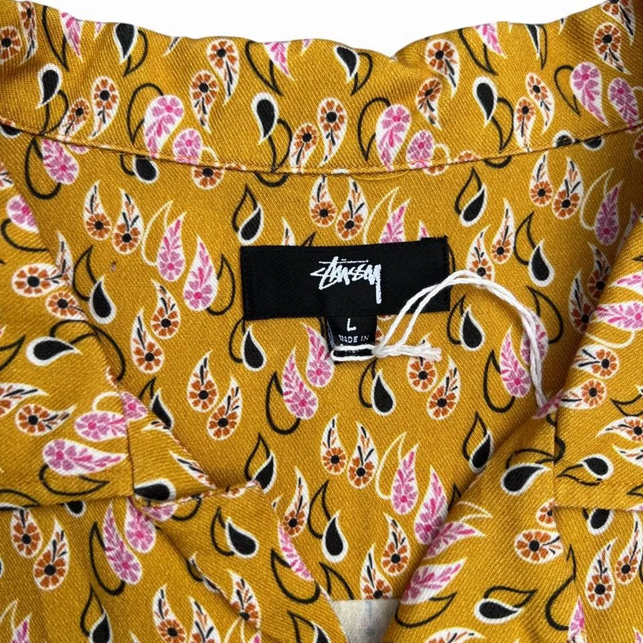 Stussy Paisley Tears Button Up Yellow Shirt, photo 3 of 4