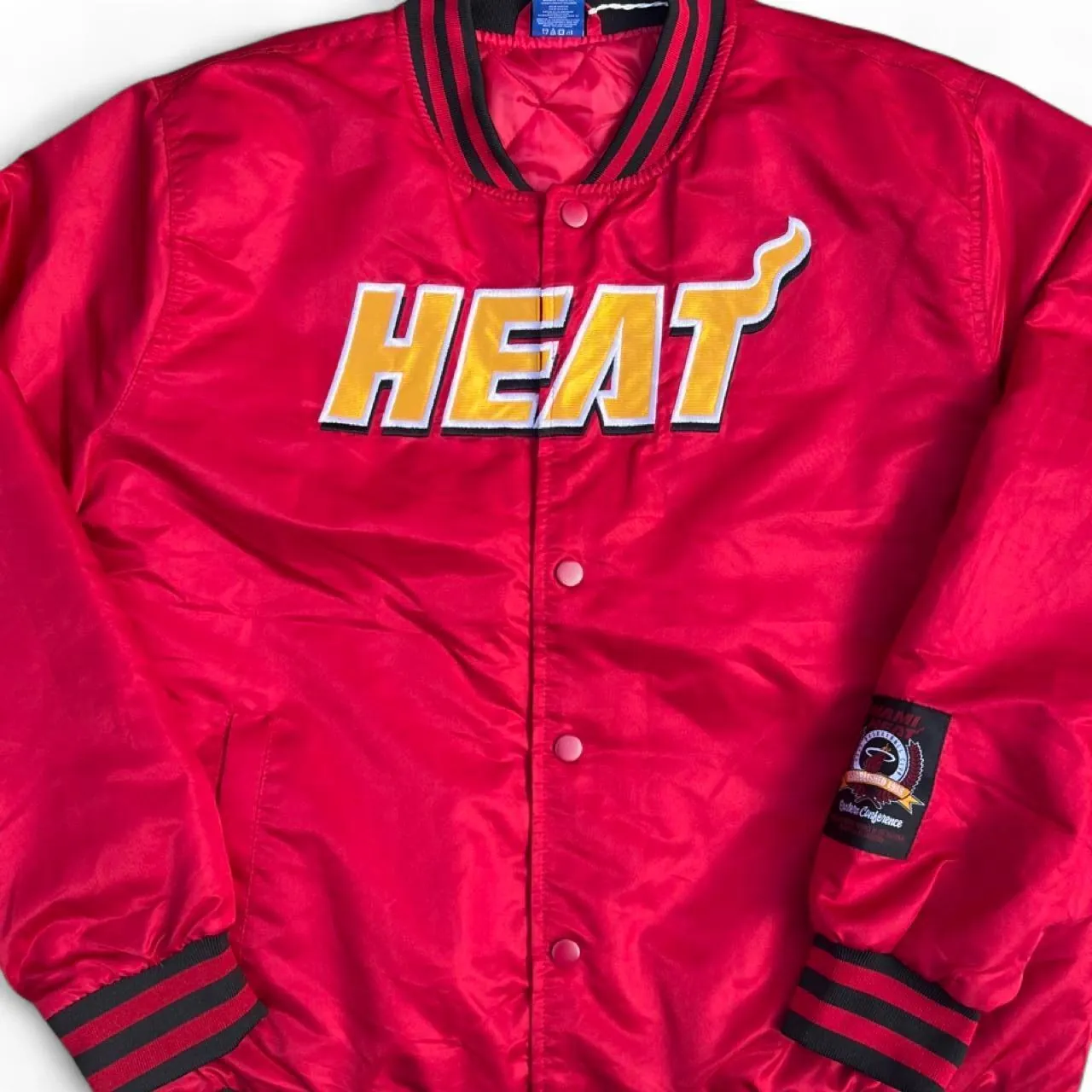 Vintage Miami Heat NBA Polyester Snap Button Varsity Jacket, photo 2 of 8