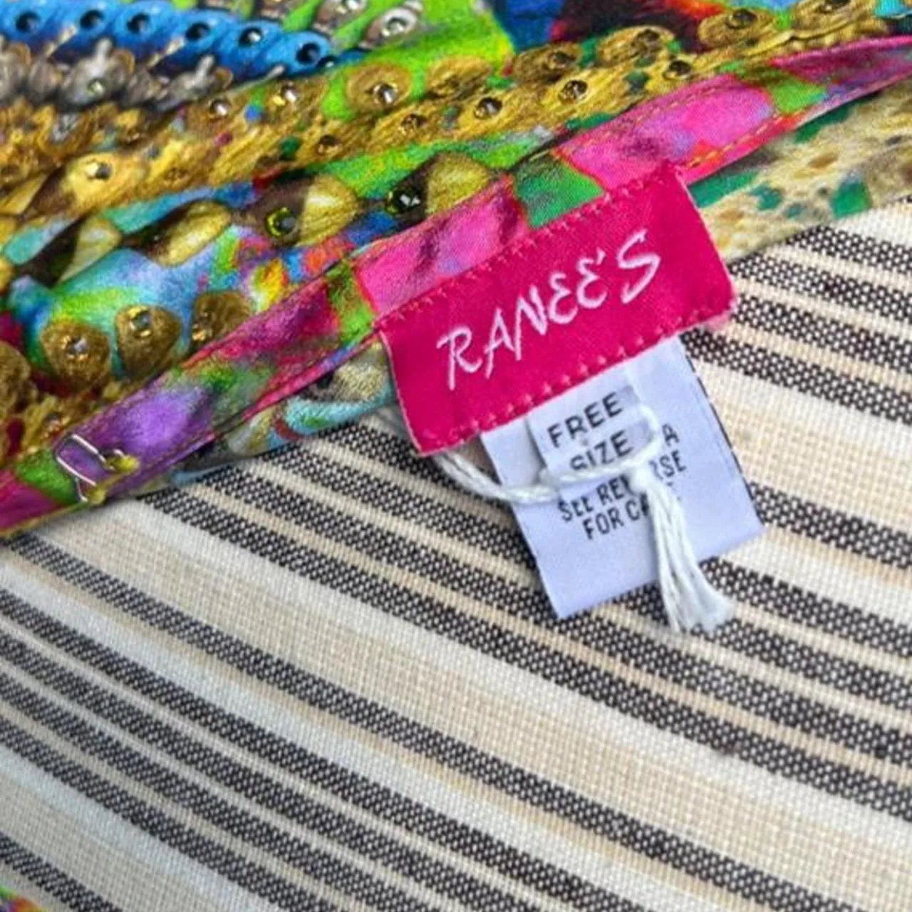 Ranee’s Beaded Symmetrical V-Neck Silk Boho Kaftan Dress, photo 6 of 6