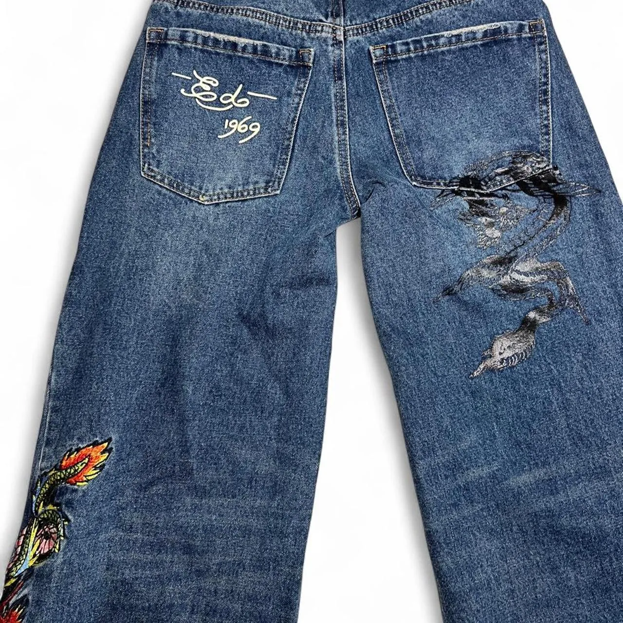 Ed Hardy Dragon Embroidery Baggy Jeans, photo 5 of 5
