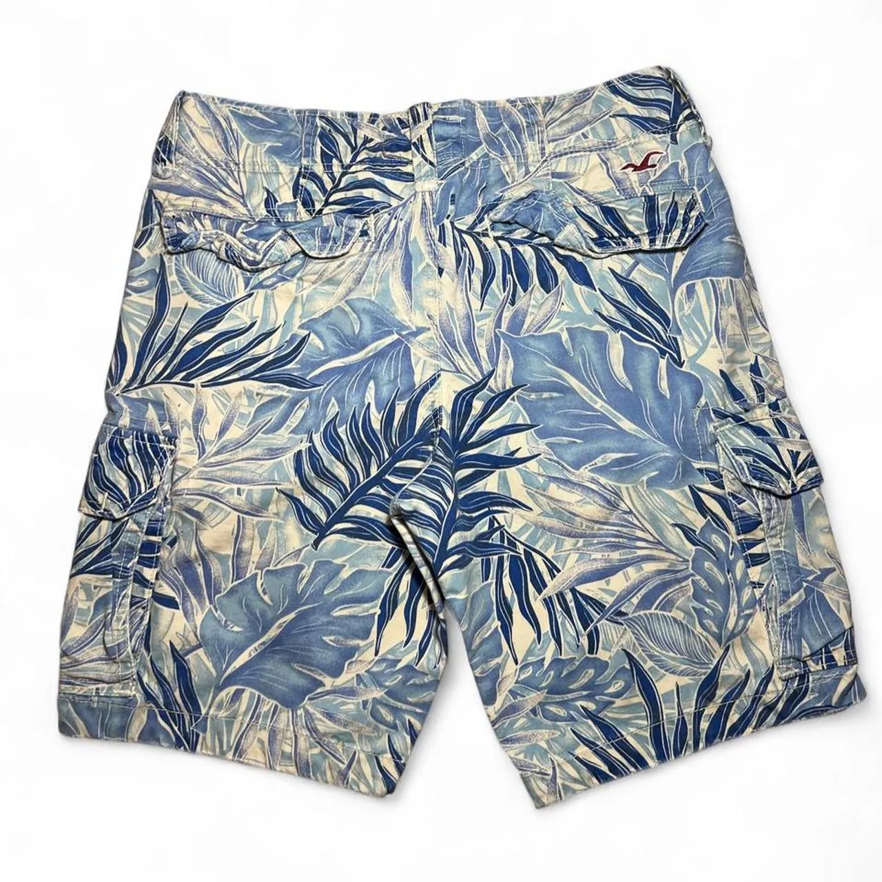 Hollister Co. Blue and White Tropical Palm Leaf Print Shorts, photo 3 of 3