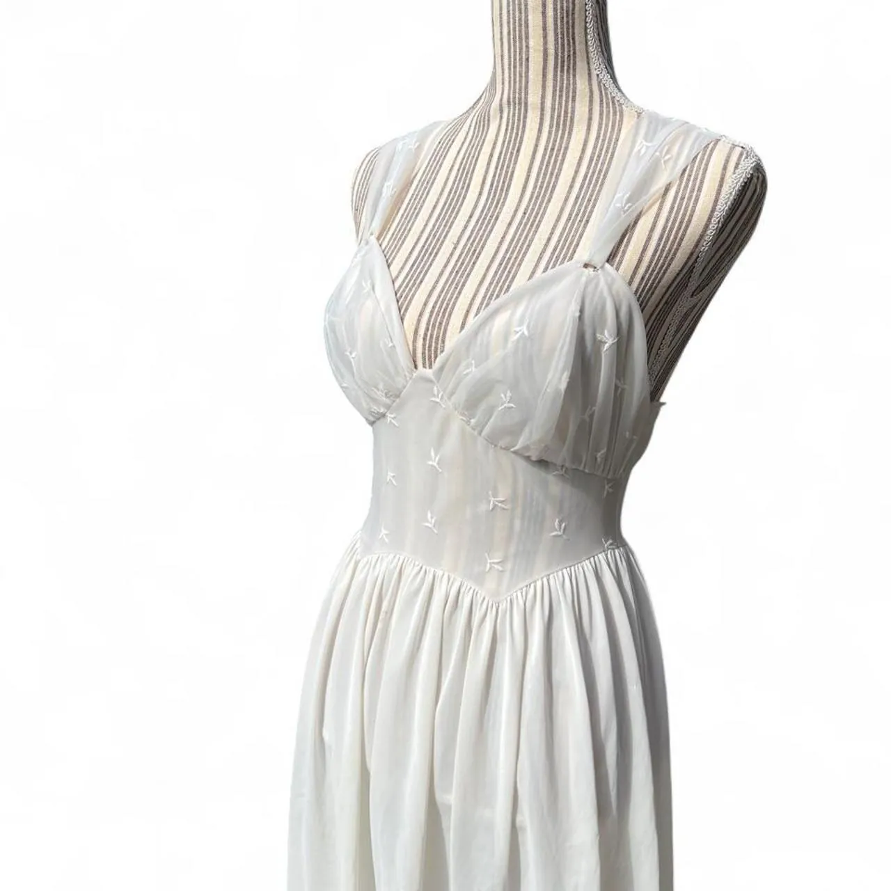 Rare Vintage Vanity Affair White Sheer Dress with Floral Embroidery, photo 1 of 6
