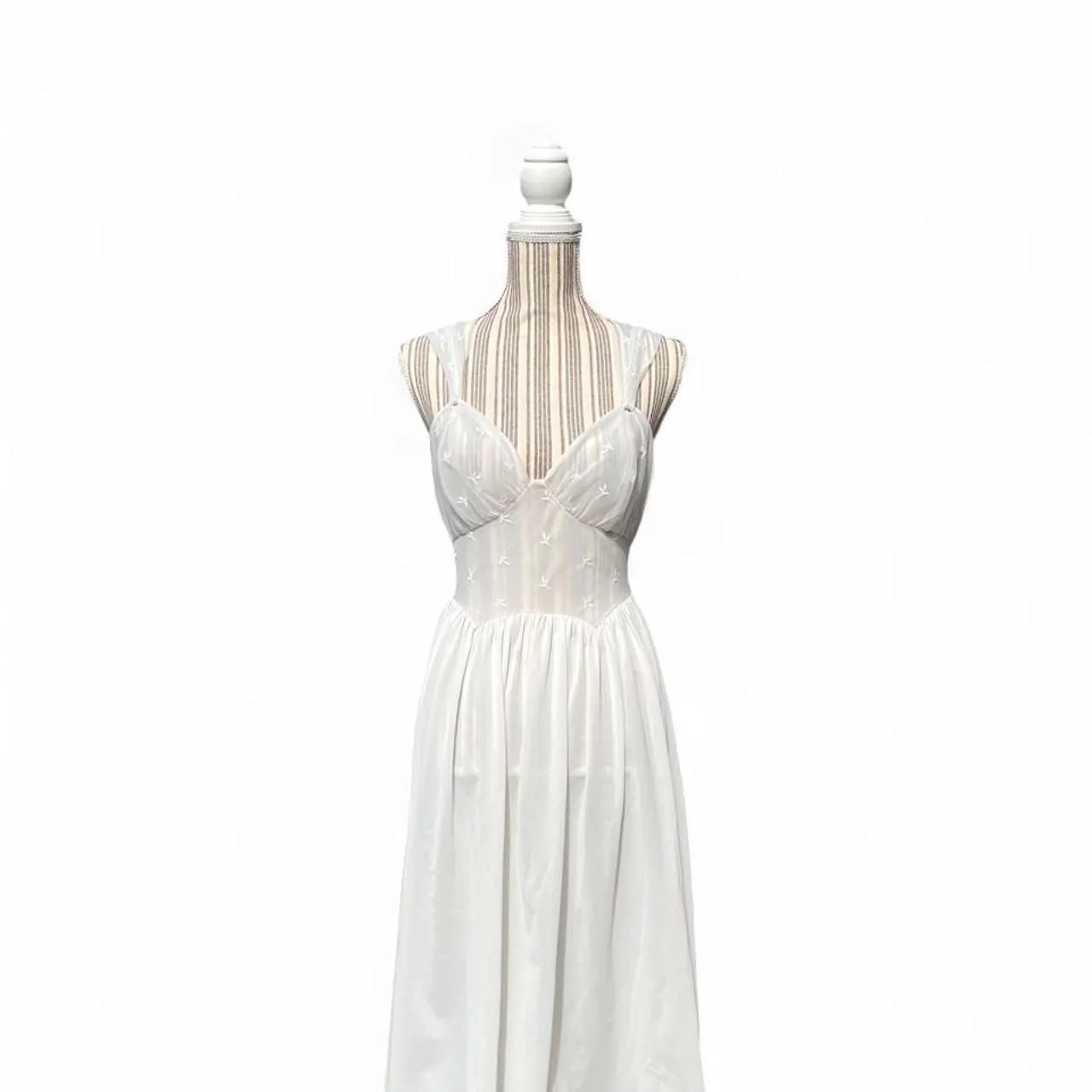 Rare Vintage Vanity Affair White Sheer Dress with Floral Embroidery, photo 2 of 6