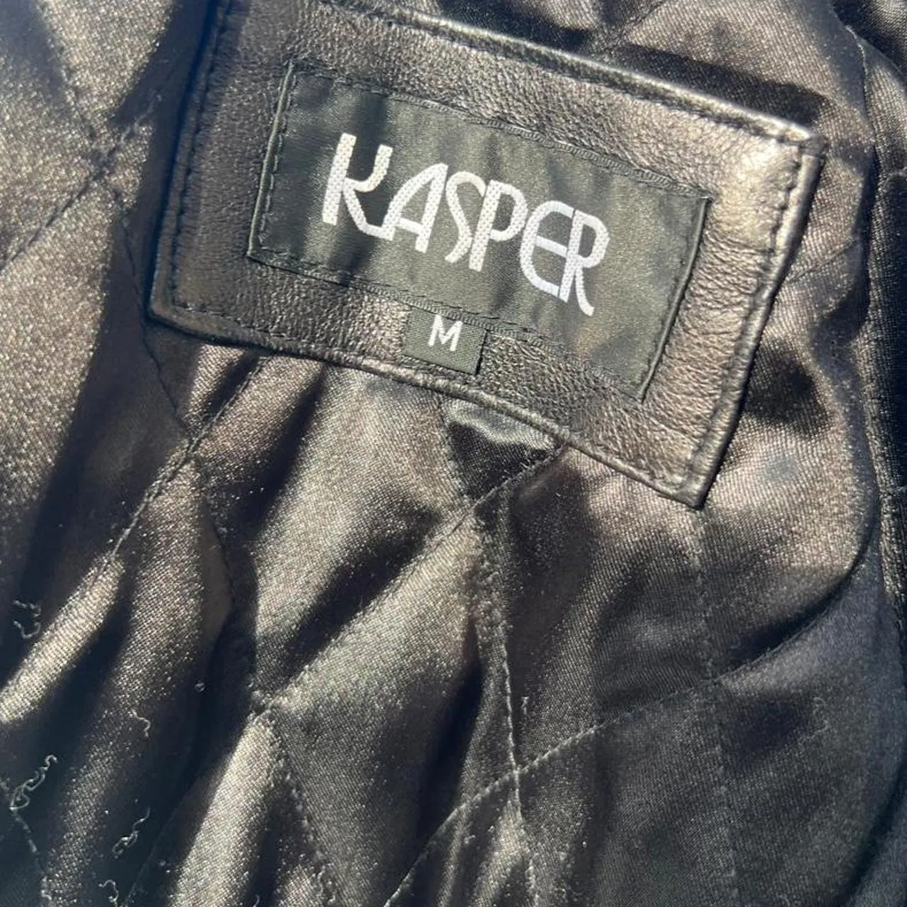 Vintage Kasper Black Quilted Leather Jacket, photo 5 of 5